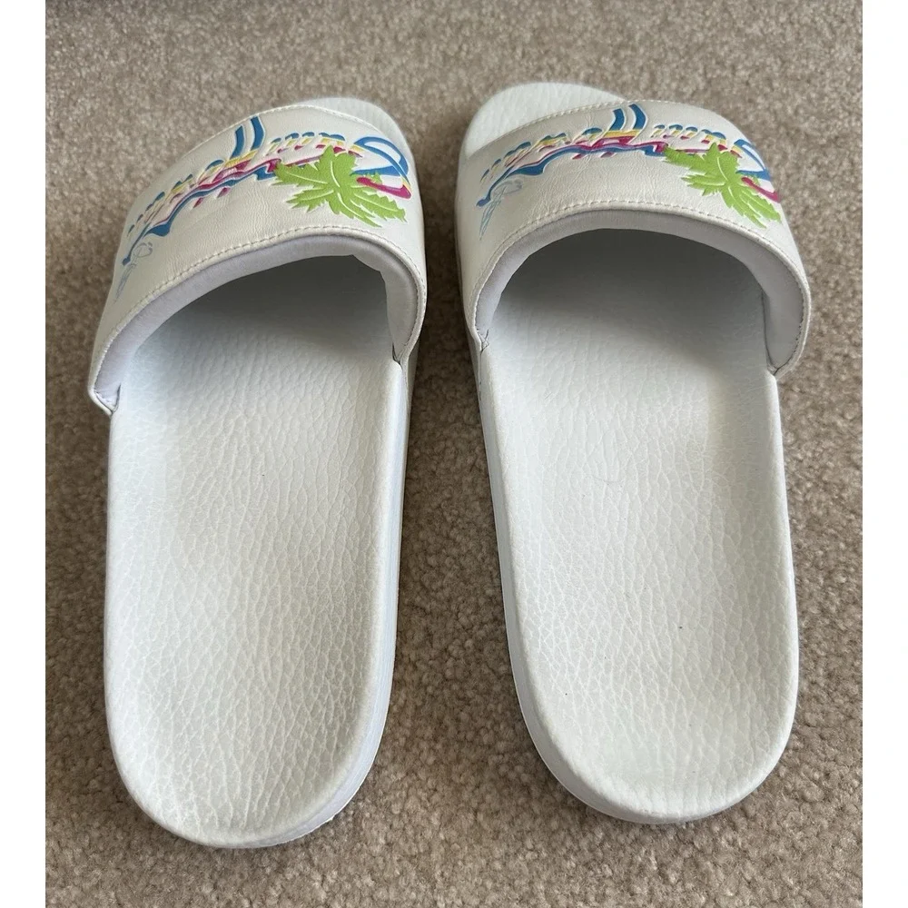 Gucci‎ Pursuit Slides Hawaii Men's UK 9 US 9.5 White Graphic Leather Upper Retro